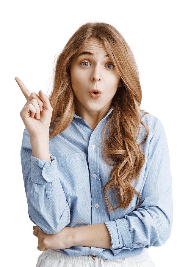 mulher apontando pra cima